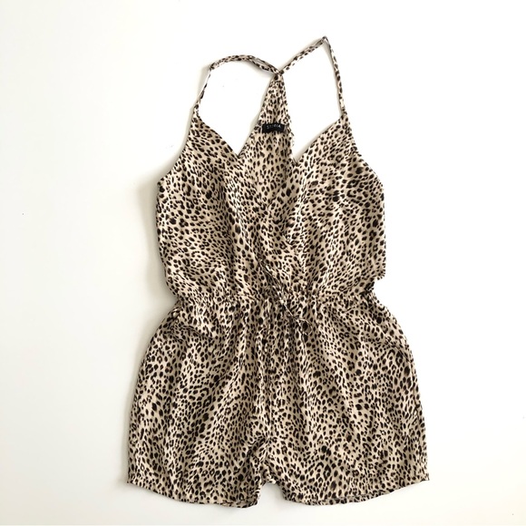 STORIA Leopard Print Romper With Pockets Size L - Picture 1 of 6